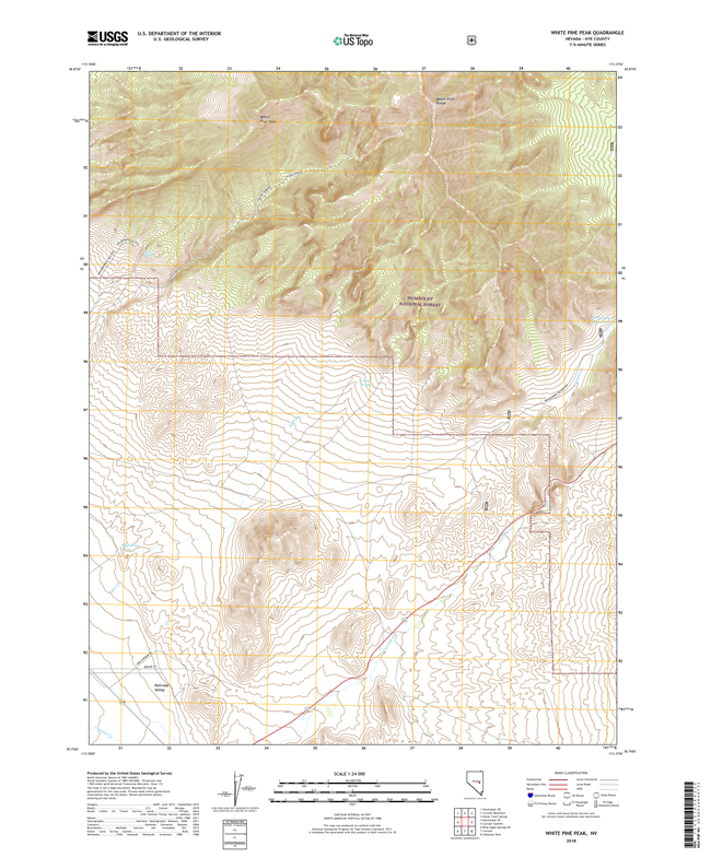 White Pine Peak Nevada - 24k Topo Map