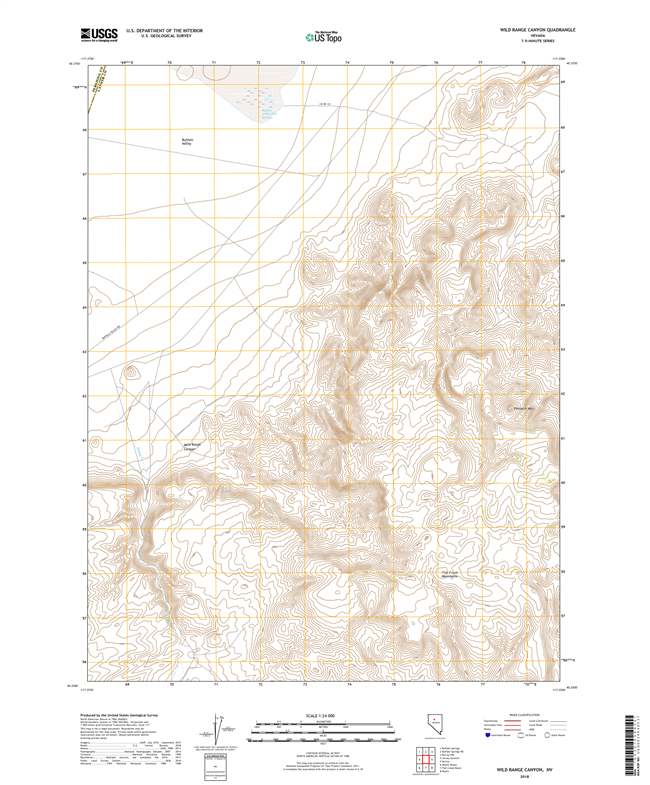 Wild Range Canyon Nevada - 24k Topo Map
