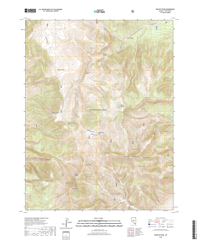 Wildcat Peak Nevada - 24k Topo Map