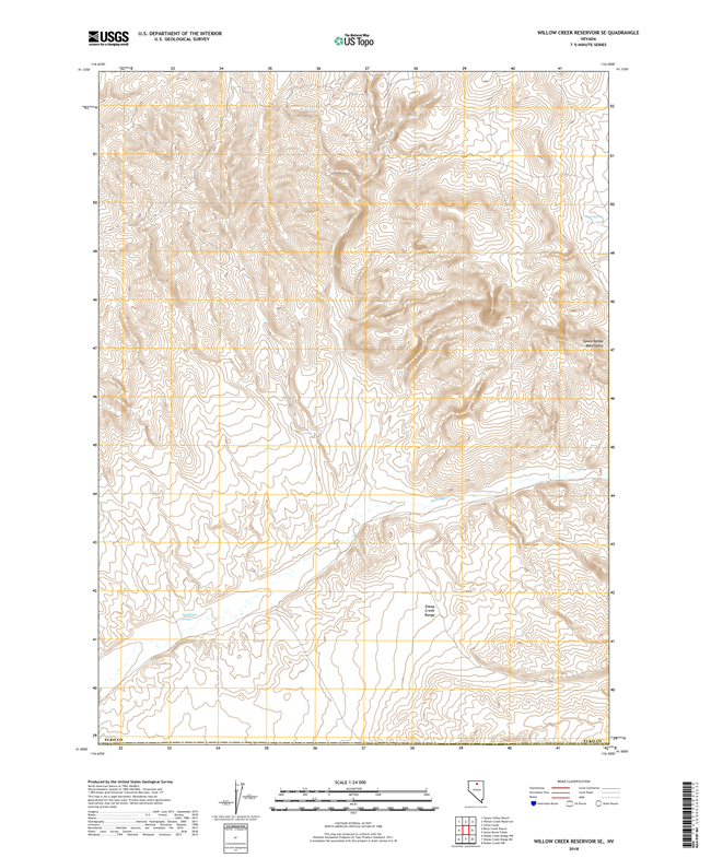 Willow Creek Reservoir SE Nevada - 24k Topo Map