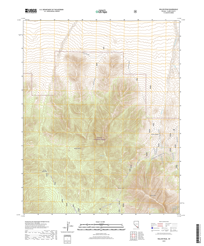 Willow Peak Nevada - 24k Topo Map