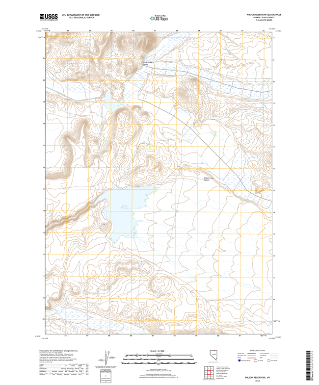 Wilson Reservoir Nevada - 24k Topo Map