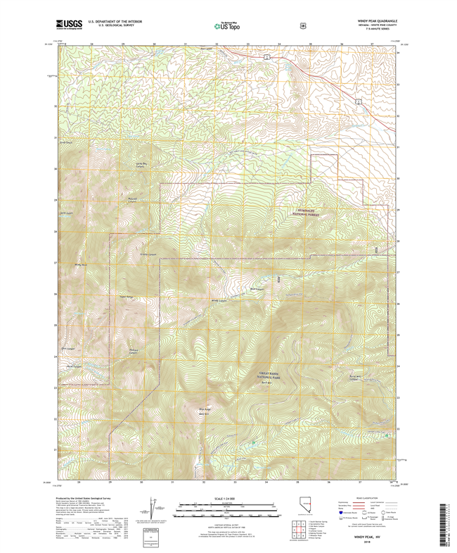 Windy Peak Nevada - 24k Topo Map
