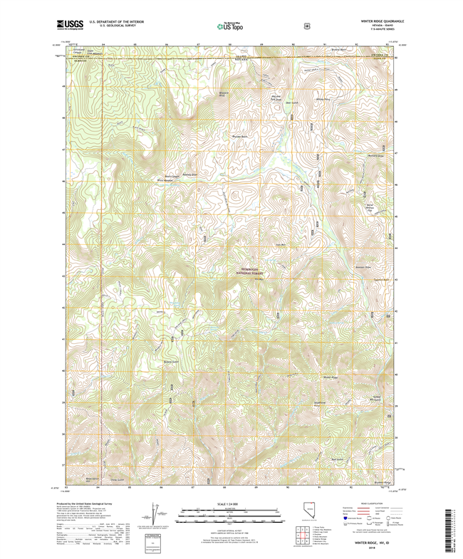 Winter Ridge Nevada - Idaho  - 24k Topo Map