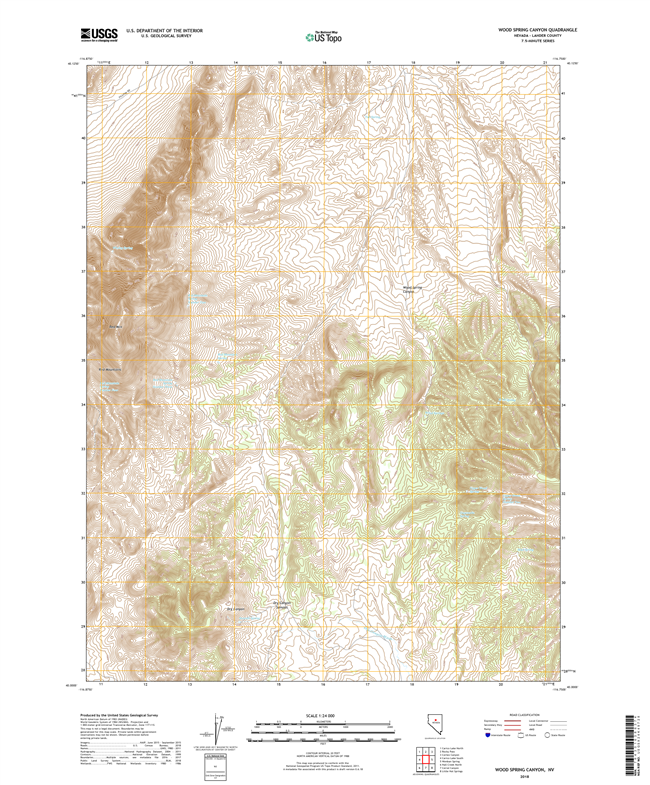 Wood Spring Canyon Nevada - 24k Topo Map