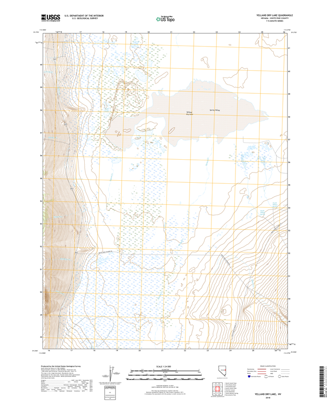 Yelland Dry Lake Nevada - 24k Topo Map