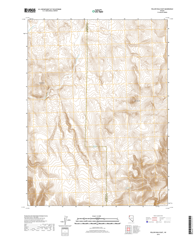 Yellow Hills East Nevada - 24k Topo Map