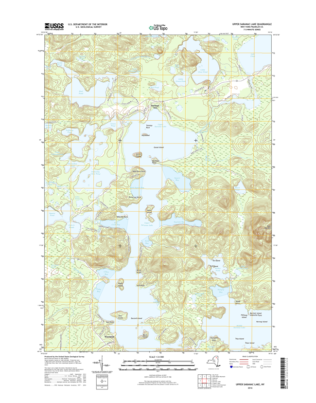 Upper Saranac Lake New York - 24k Topo Map