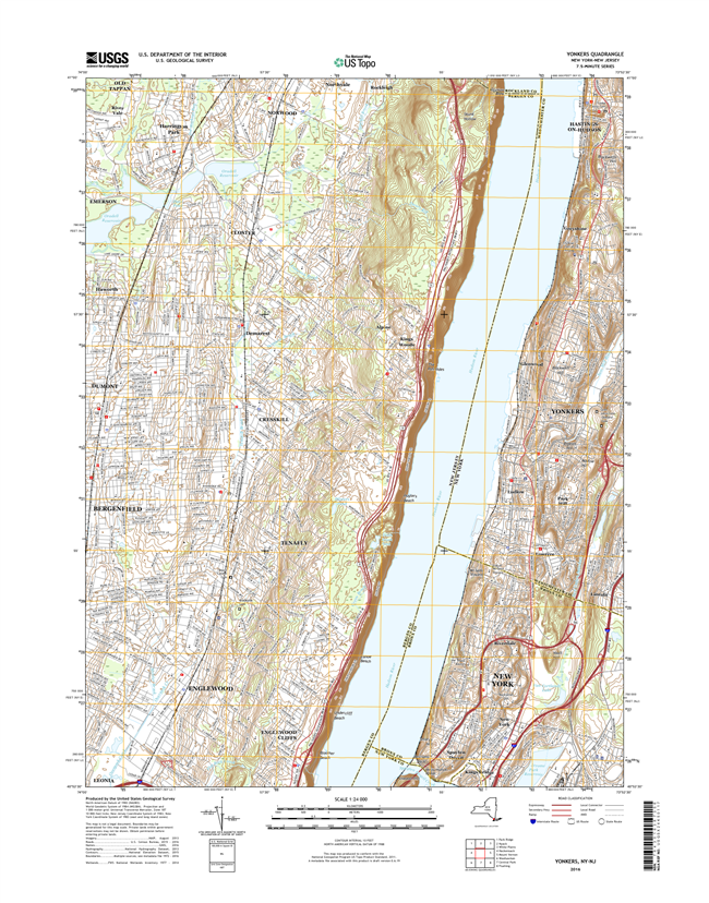 Yonkers New York - New Jersey - 24k Topo Map
