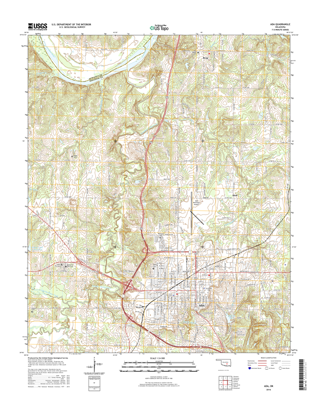 Ada Oklahoma  - 24k Topo Map
