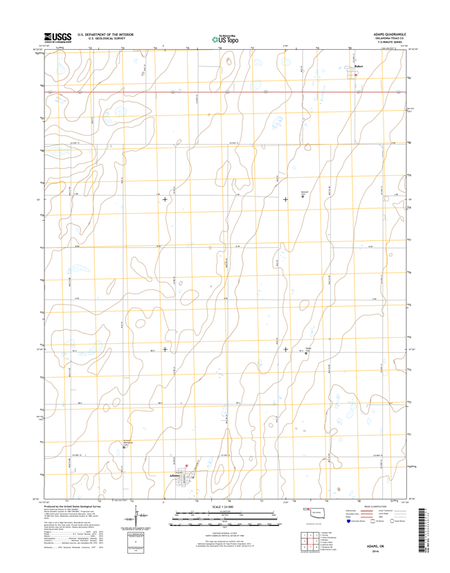 Adams Oklahoma  - 24k Topo Map