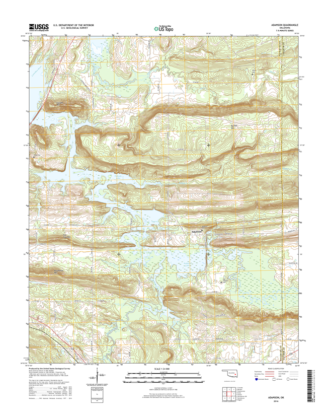 Adamson Oklahoma  - 24k Topo Map