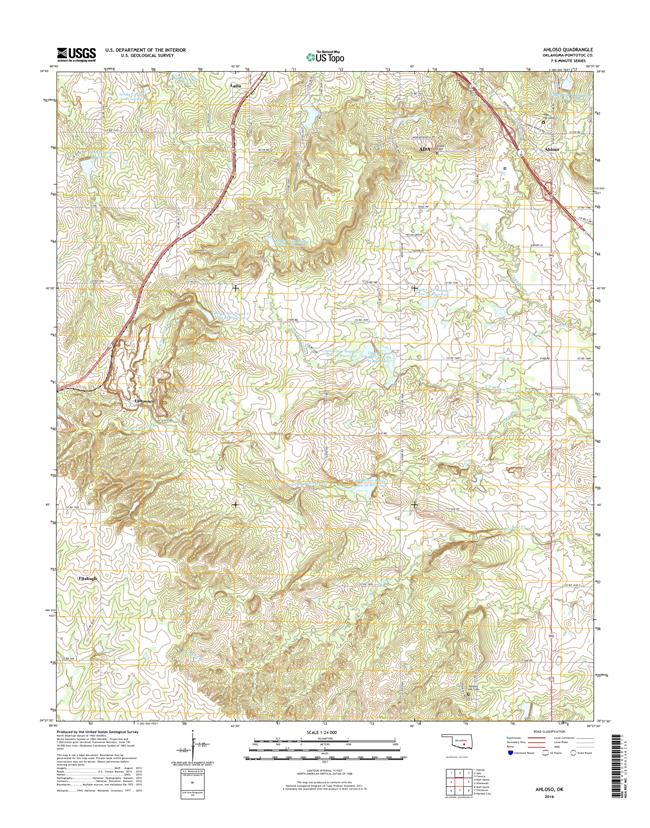 Ahloso Oklahoma  - 24k Topo Map