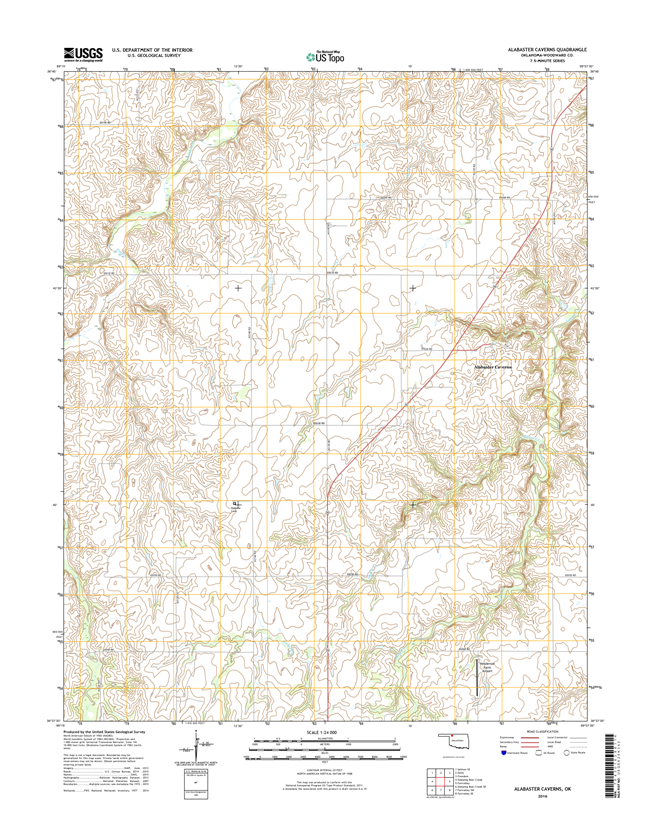 Alabaster Caverns Oklahoma  - 24k Topo Map