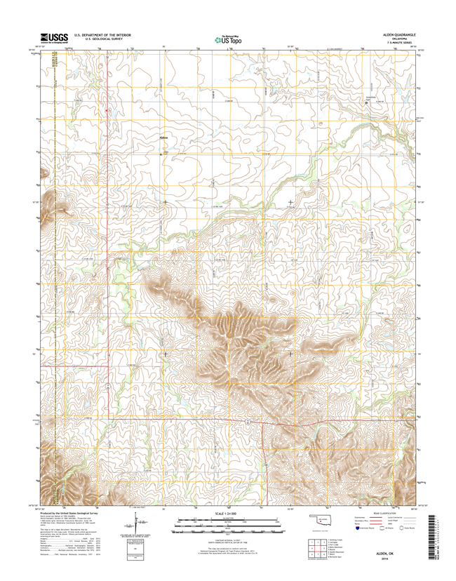 Alden Oklahoma  - 24k Topo Map