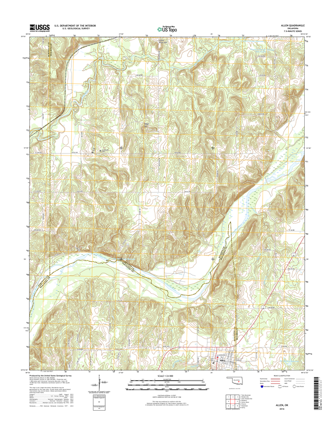 Allen Oklahoma  - 24k Topo Map