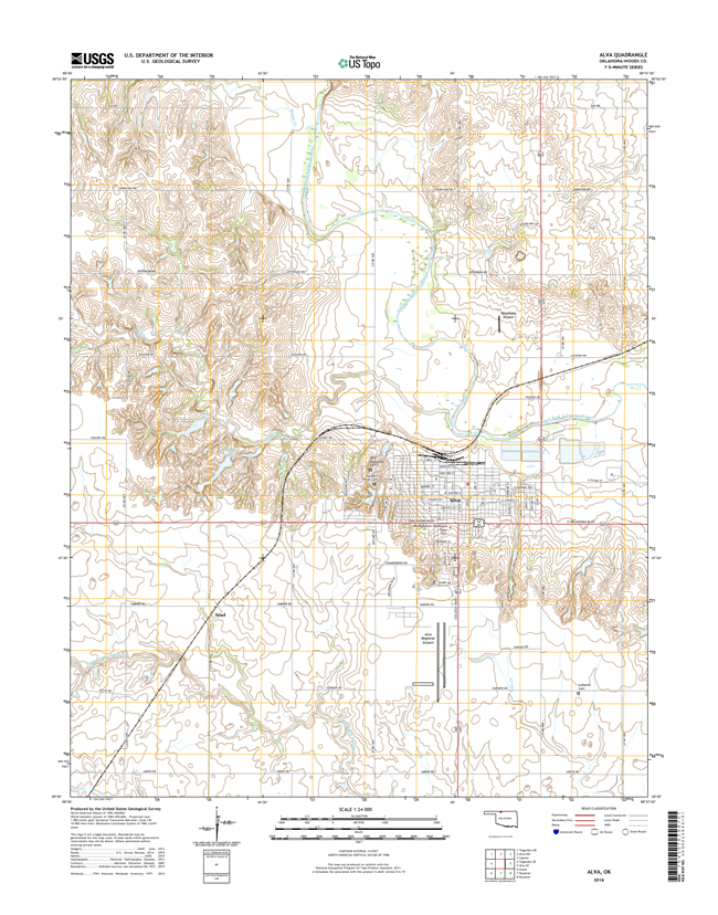 Alva Oklahoma  - 24k Topo Map