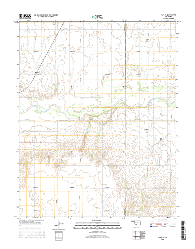Alva SE Oklahoma  - 24k Topo Map