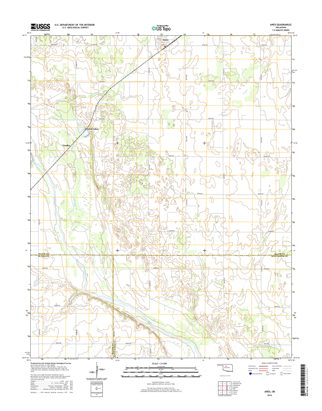Ames Oklahoma  - 24k Topo Map