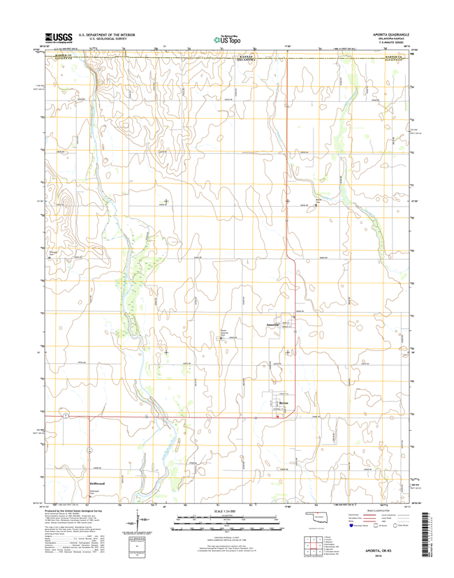 Amorita Oklahoma - Kansas - 24k Topo Map