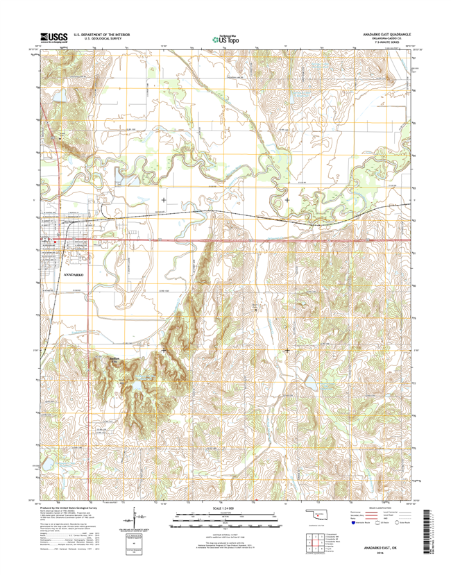 Anadarko East Oklahoma  - 24k Topo Map
