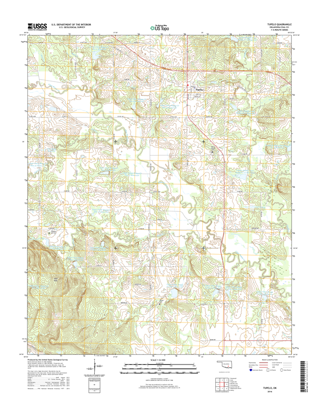 Tupelo Oklahoma  - 24k Topo Map