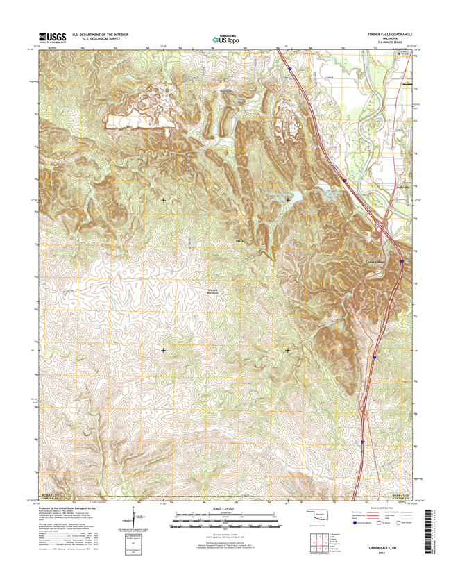 Turner Falls Oklahoma  - 24k Topo Map