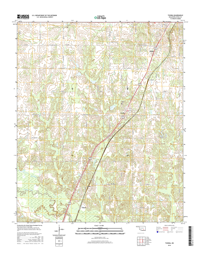 Tushka Oklahoma  - 24k Topo Map