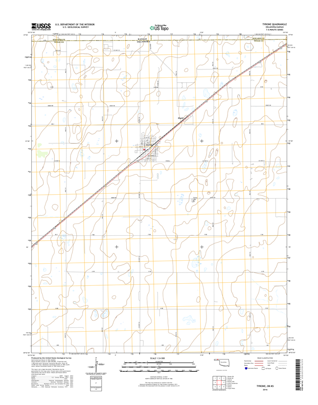 Tyrone Oklahoma - Kansas - 24k Topo Map