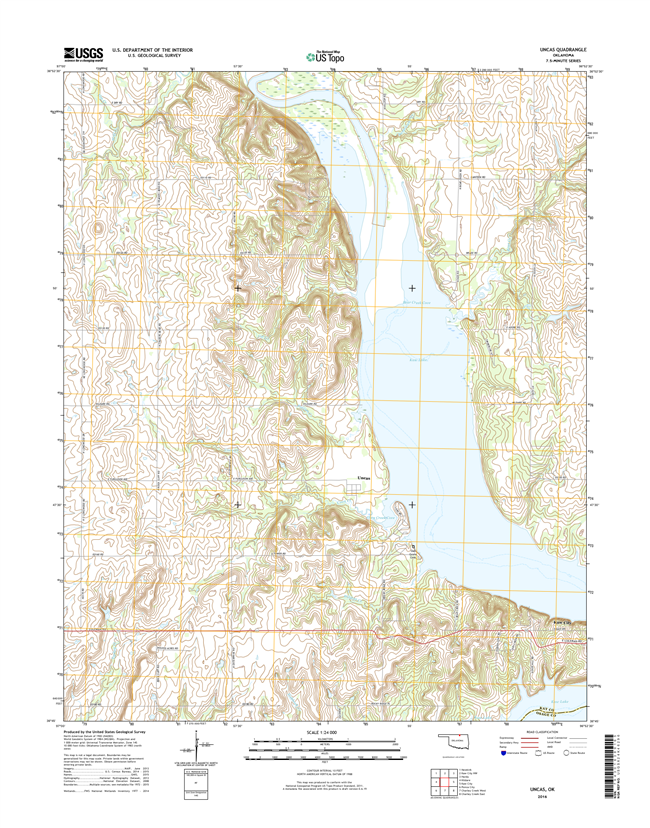 Uncas Oklahoma  - 24k Topo Map