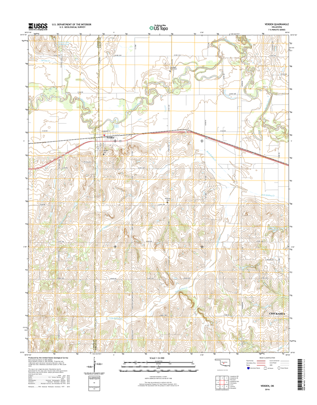 Verden Oklahoma  - 24k Topo Map
