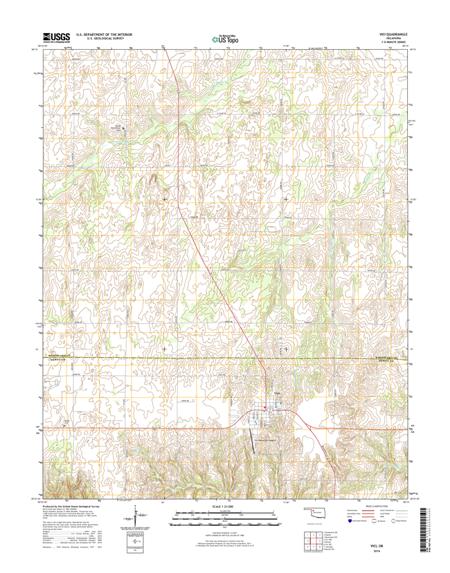 Vici Oklahoma  - 24k Topo Map