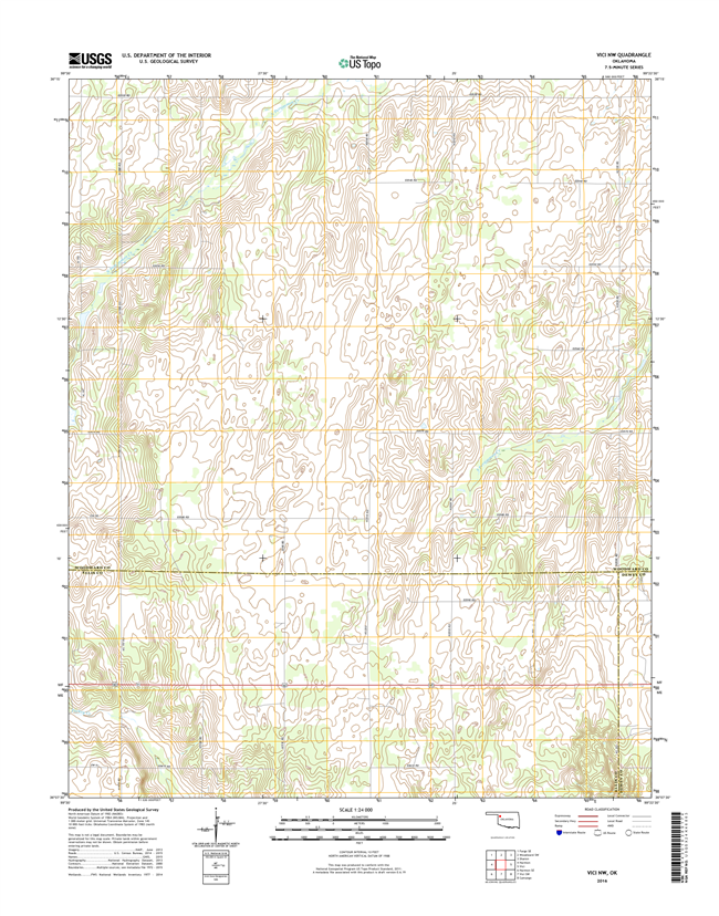 Vici NW Oklahoma  - 24k Topo Map