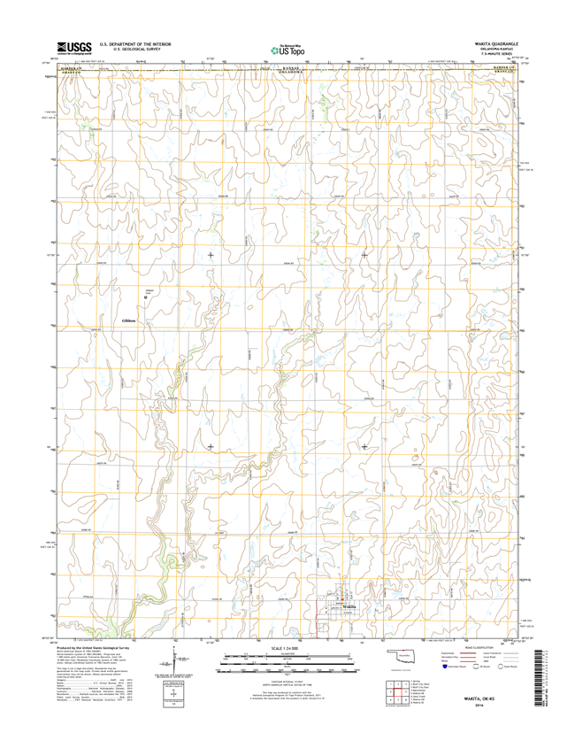 Wakita Oklahoma - Kansas - 24k Topo Map