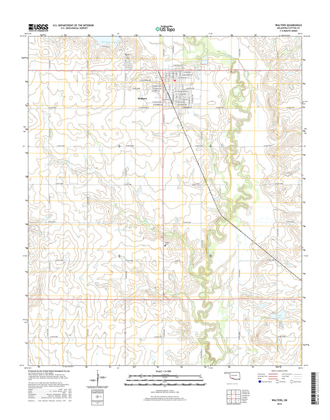 Walters Oklahoma  - 24k Topo Map
