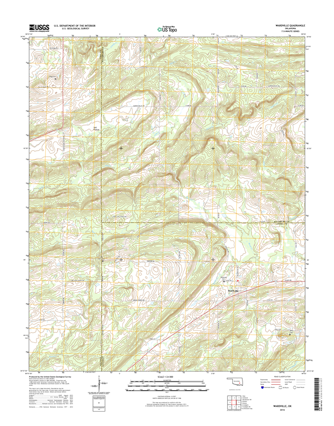 Wardville Oklahoma  - 24k Topo Map