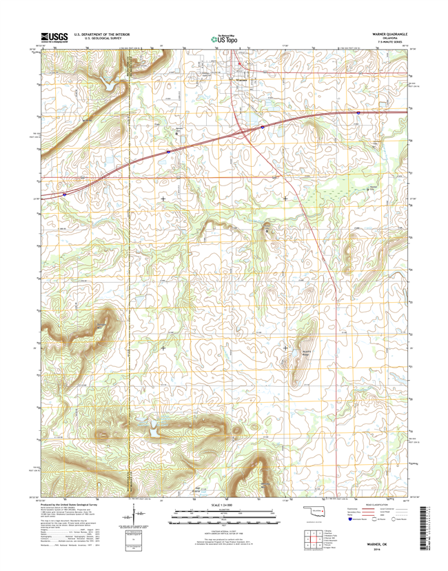 Warner Oklahoma  - 24k Topo Map