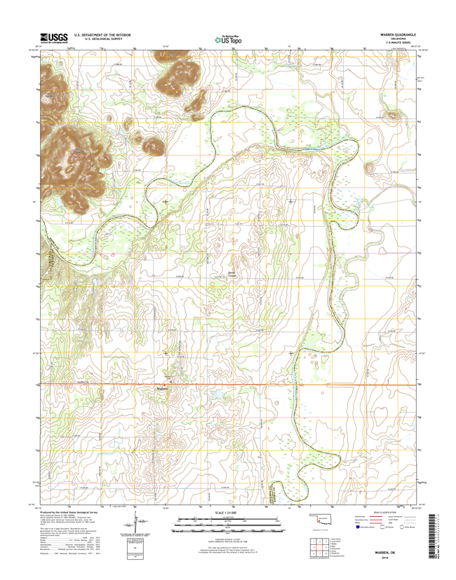 Warren Oklahoma  - 24k Topo Map
