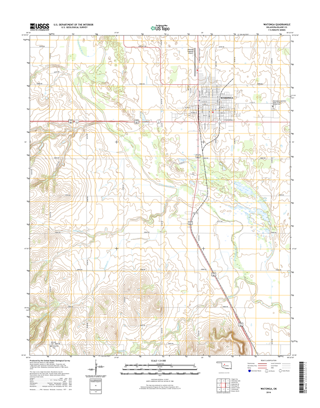 Watonga Oklahoma  - 24k Topo Map