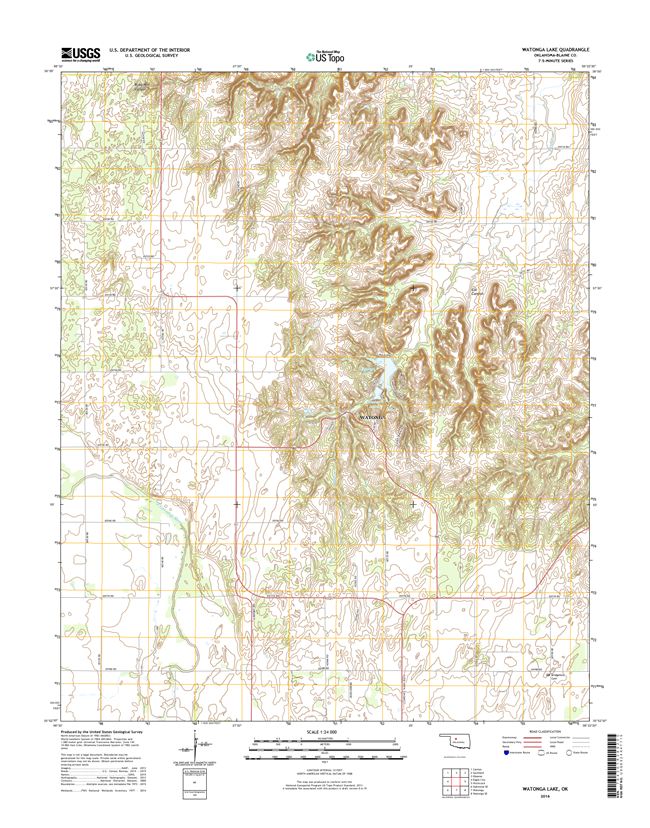 Watonga Lake Oklahoma  - 24k Topo Map
