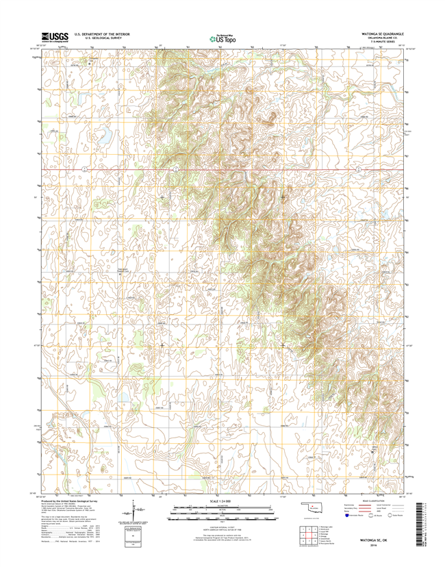 Watonga SE Oklahoma  - 24k Topo Map