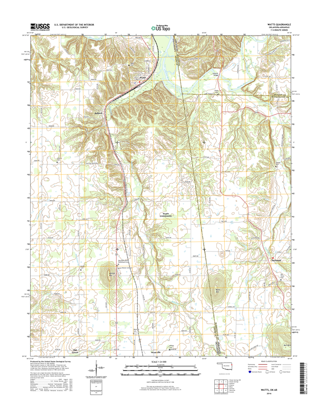 Watts Oklahoma - Arkansas - 24k Topo Map