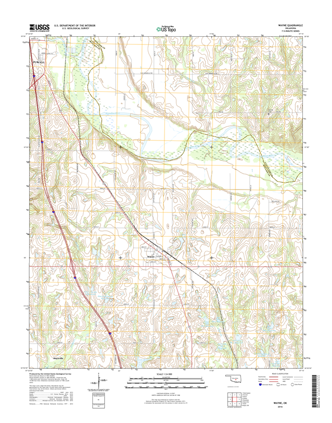 Wayne Oklahoma  - 24k Topo Map