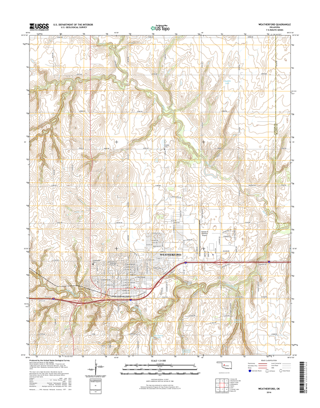 Weatherford Oklahoma  - 24k Topo Map