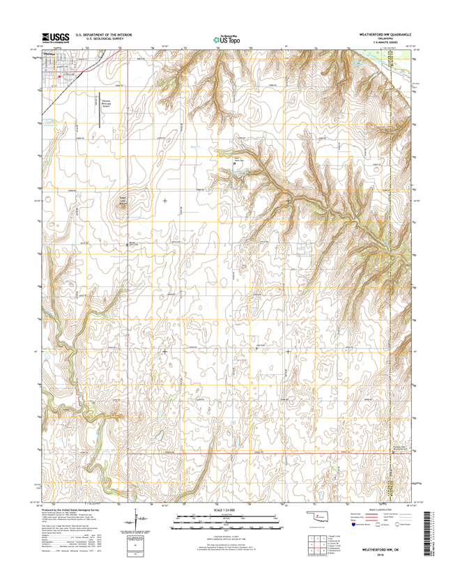 Weatherford NW Oklahoma  - 24k Topo Map