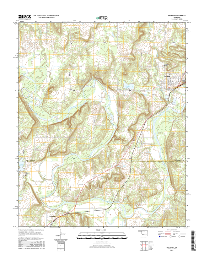 Weleetka Oklahoma  - 24k Topo Map