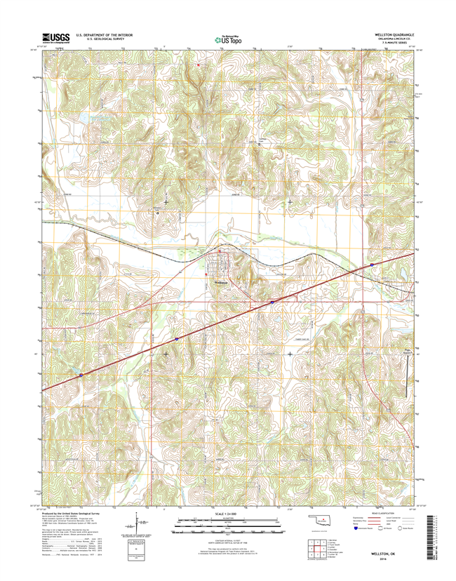 Wellston Oklahoma  - 24k Topo Map