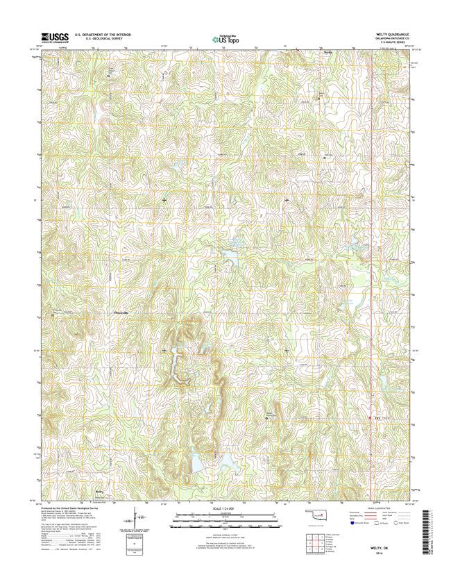 Welty Oklahoma  - 24k Topo Map