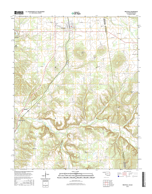 Westville Oklahoma - Arkansas - 24k Topo Map