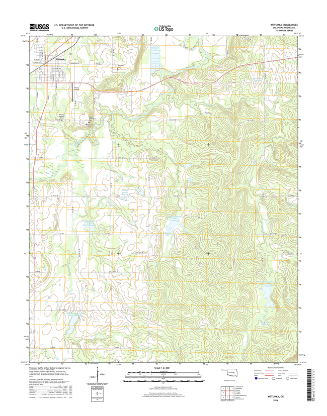 Wetumka Oklahoma  - 24k Topo Map